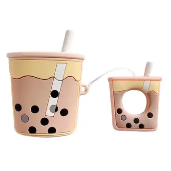 Pieno arbatos puodelis tinka AirPods apsaugine danga belaidė laisvų rankų įranga silikoninis apsauginis dangtelis