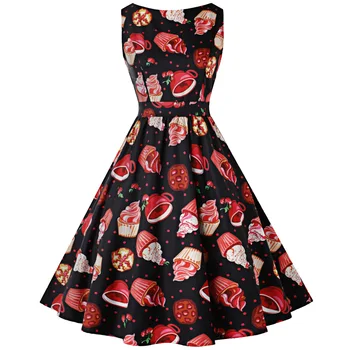 Plus Size Helovinas Dress Retro Vintage Kaukolė Moliūgų Spausdinti Moterų Drabužių Gothic Black Gėlių Atsitiktinis Sūpynės, Rockabilly Vestidos