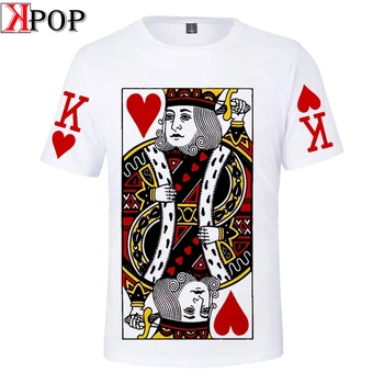 Pokerio Karalius ir Karalienė Mados Atvėsti Vasaros trumpomis Rankovėmis T-shirt Patogus High Street Hipster Moterims/vyrams Kpop Harajuku Tee marškinėliai