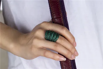 Prabanga Mastu Didina Geometrijos ŽALIA akmuo Žiedai Moterims, Vestuvių, Sužadėtuvių Dubajus Nuotakos Piršto Žiedas Papuošalai dovana dydžio 5-10