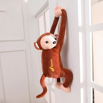 QQJJ 2019 Kūrybos Animacinių filmų Audinių Langelį Gyvūnų Beždžionė Automobilių Kabo Popieriaus, Servetėlių Dėžutės Dangtelio Laikiklis Popieriaus Organizatorius Servetėlių Laikiklis