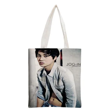 Rankinės Korėjos Pop EXO KA spausdinimo canvas tote maišą, Daugkartinio naudojimo, Sulankstomas Drobės Moterų Krepšiai 30x35cm pasirinktinis vaizdo