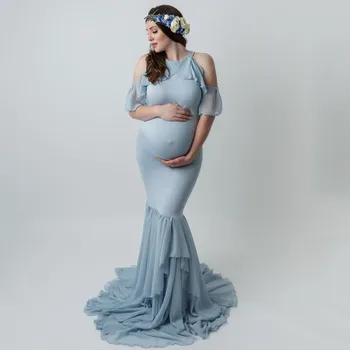 SAGACE nėštumo Suknelė Fotografijos Trumpas Rankovės Raukiniai Kietas Suknelė motinystės suknelės Moterims motinystės suknelė fotosesiją