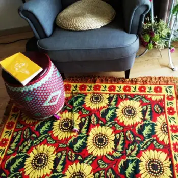 Saulėgrąžų Dvigubus šonus, grįžtamasis Žakardinės medvilnės sofos antklodė patvarus šalikas sofa cover pet, antklodė, grindų padengti kilim kilimas