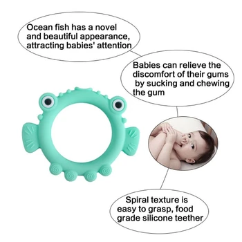 Silikono Animacinių Filmų Žuvų Bamblys Krūminių Dantų Skausmo Priemonė Vaikams Teether Kramtyti Baby Shower Dovana