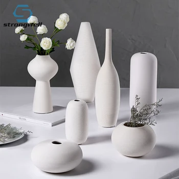 Strongwell Baltos Keramikos Gėlių Vaza Namų Puošybai Kambarį Įėjimo Ekranas Baldai Sausų Gėlių Kompozicijų Amatai