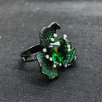 Sukurta Akmeniniai Žiedai 925 Sterling Silver Smaragdas 10mm Moterų Vestuvės Šalies Bauda Papuošalai Dovana