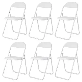 Sulankstomoji Kėdė Metalo Stalas, Kėdės Sunkiųjų Kamšalu Metalo Lankstymo Stalas Biuro Kėdė, Sėdynė Lengva Laikyti Office（6 rinkiniai Balta）