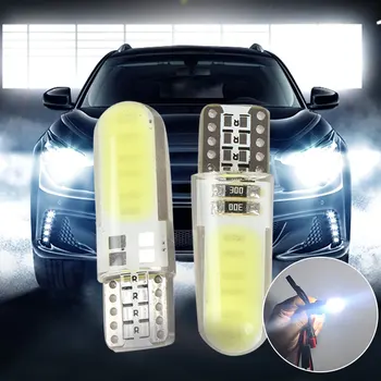 T10 W5W COB LED Silikagelio Vandeniui Pleišto Šviesos Silikono Automobilio Skaityti Dome Lempa Auto Stovėjimo Lemputės 12V