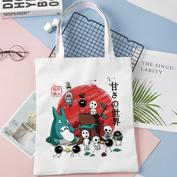 Totoro pirkinių krepšys, rankinė, medvilnės bakalėjos ekologinio daugkartinio naudojimo bolsa maišelį bolsas ecologicas shoping maišeliu tohidlou