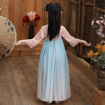 Tradicinis Kinų Dress Kostiumai Hanfu Mergaitėms Senovės Retro Tango Naujųjų Metų Tiktų Šokių Cheongsam Kimono Bamblys Medžiaga