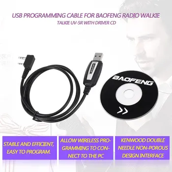 USB Programavimo Kabelis Baofeng Laido Dviem Būdais Radijo Walkie Talkie UV-5R Dažnio Programinės įrangos Domofonas Su Tvarkyklės CD