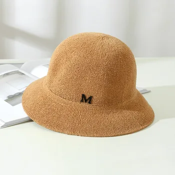 Vasarą, naujas, sulankstomas žiedas siūlai dome M raidė žvejys skrybėlę lauko paplūdimio šiaudų skrybėlę moterų atspalvis