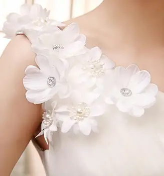 VENSANAC Gėlės Appliques Vieną Petį Kamuolys Suknelė Nėrinių Klostyti Vestuvių Suknelės 2018 Kristalų Varčios Backless Vestuvinės Suknelės