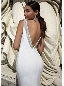 Vestido De Novia 2020 Balta Undinė Vestuvių Suknelė Seksualus Backless Nuotakos Vestuvių Suknelės Paprastas Minkštas Dėmių, Nuotaka, Vestuvinė Suknelė
