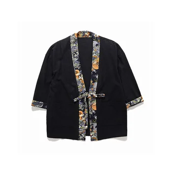 Vyrai Japonų Kimono Yukata Samurajus Haori Lino Derliaus Prarasti Tradiciniai Ukiyo Harajuku Liaudies Kostiumas Rudenį Streetwear Azijos