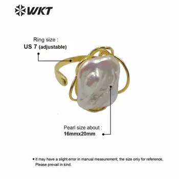 WT-R354 Didmeninės mados aukso electroplated bezel parametras aikštėje perlų žiedas moterų mados nuotaka vestuvių perlų žiedas