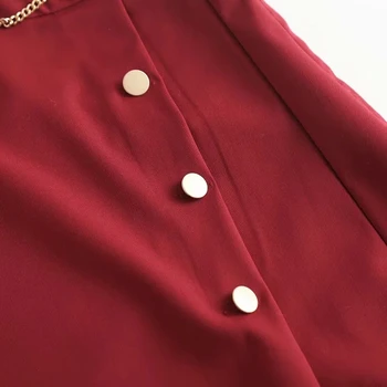 Za 2021 Moterų Grandinės apdailos Dvigubo breasted Sijonas Priekiniai Metalo Snap Mygtuką Sijonai Moterų Elegantiškas vientisos spalvos Sexy Ilgas Sijonas