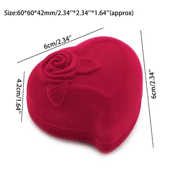 Širdies Formos Papuošalai Žiedas Lange Velvet Red Rose Modelis Meilės Žiedas Saugojimo Ekranas